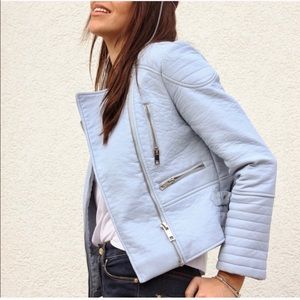 Baby Blue Zara Vegan Leather Jacket